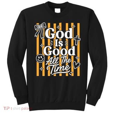 God Is Good Everyday Retro Stripe Christian Quote Sweatshirt