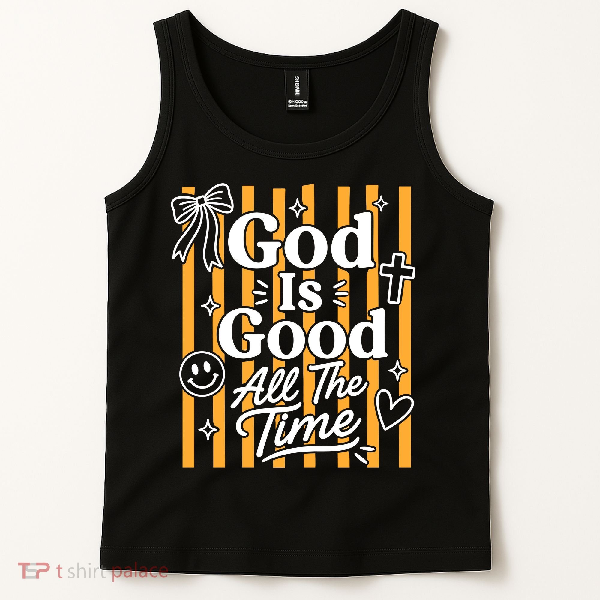 God Is Good Everyday Retro Stripe Christian Quote Tank Top