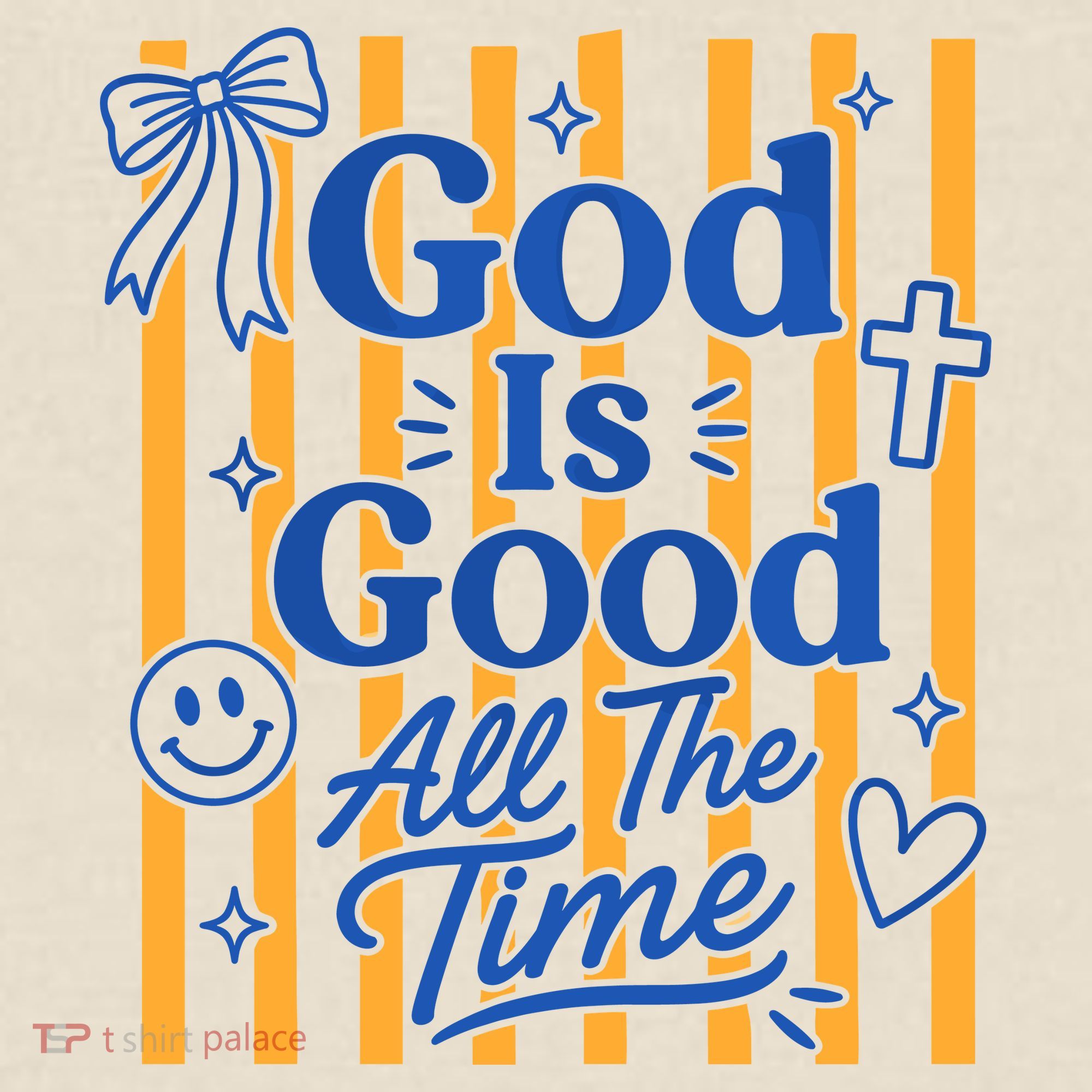 God Is Good Everyday Retro Stripe Christian Quote T-Shirt