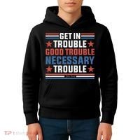 Get In Good Necessary Trouble John Lewis Protest Kids Hoodie thumb 4