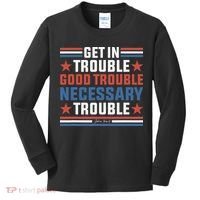Get In Good Necessary Trouble John Lewis Protest Kids Long Sleeve Shirt thumb 0