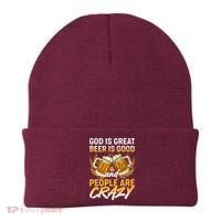 God Is Great Beer Is Good And People Are Crazy Beanie thumb 0