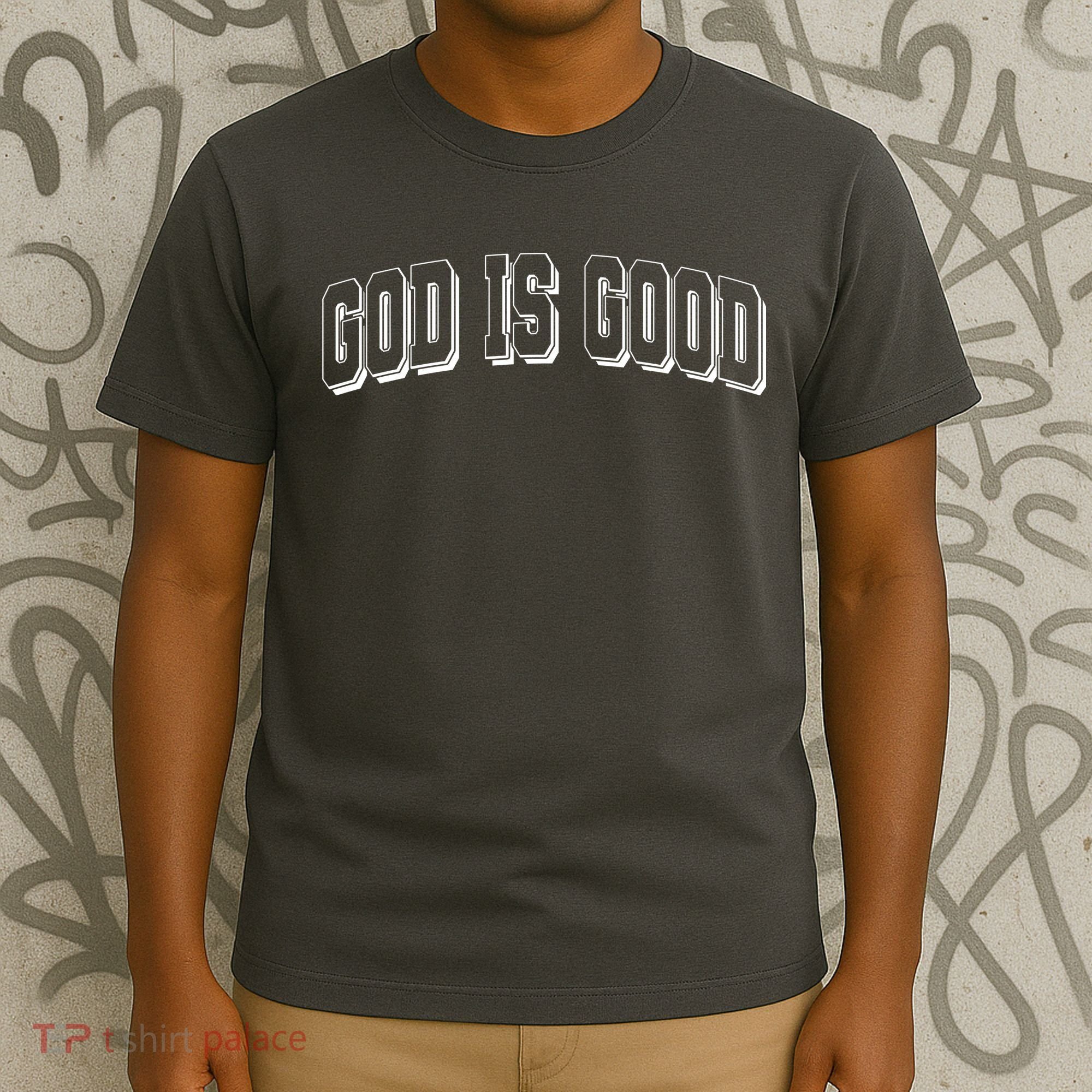 God Is Good Sports University Style Logo T-Shirt