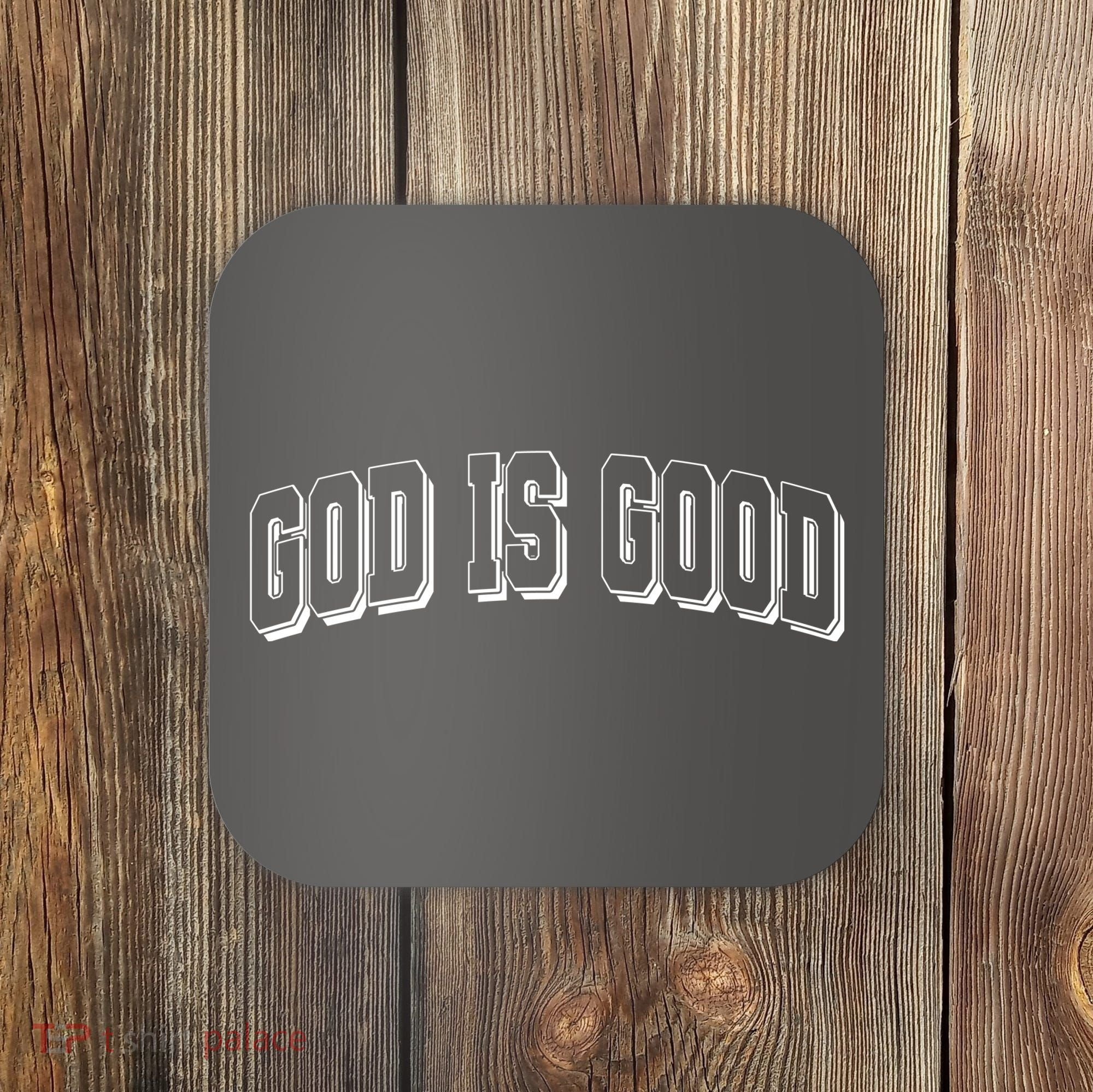 God Is Good Sports University Style Logo Coaster
