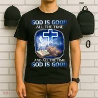 God Is Good All The Time Christian Cross Jesus Quote T-Shirt thumb 6