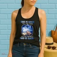 God Is Good All The Time Christian Cross Jesus Quote Women's Tank Top thumb 2