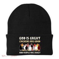 God Is Great Chickens Are Good People Are Crazy Beanie thumb 0