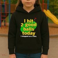 Golf I Hit 2 Good Balls Today I Stepped On A Rake Kids Hoodie thumb 3