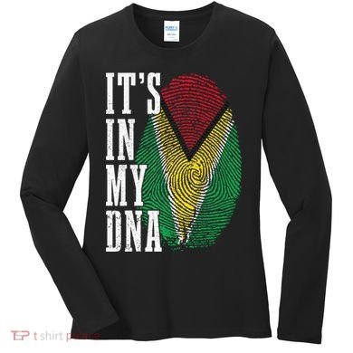 Guyana It's In My DNA Pride Guyanese Flag Roots Women's Long Sleeve Shirt