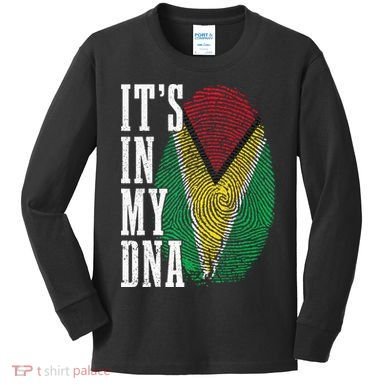 Guyana It's In My DNA Pride Guyanese Flag Roots Kids Long Sleeve Shirt