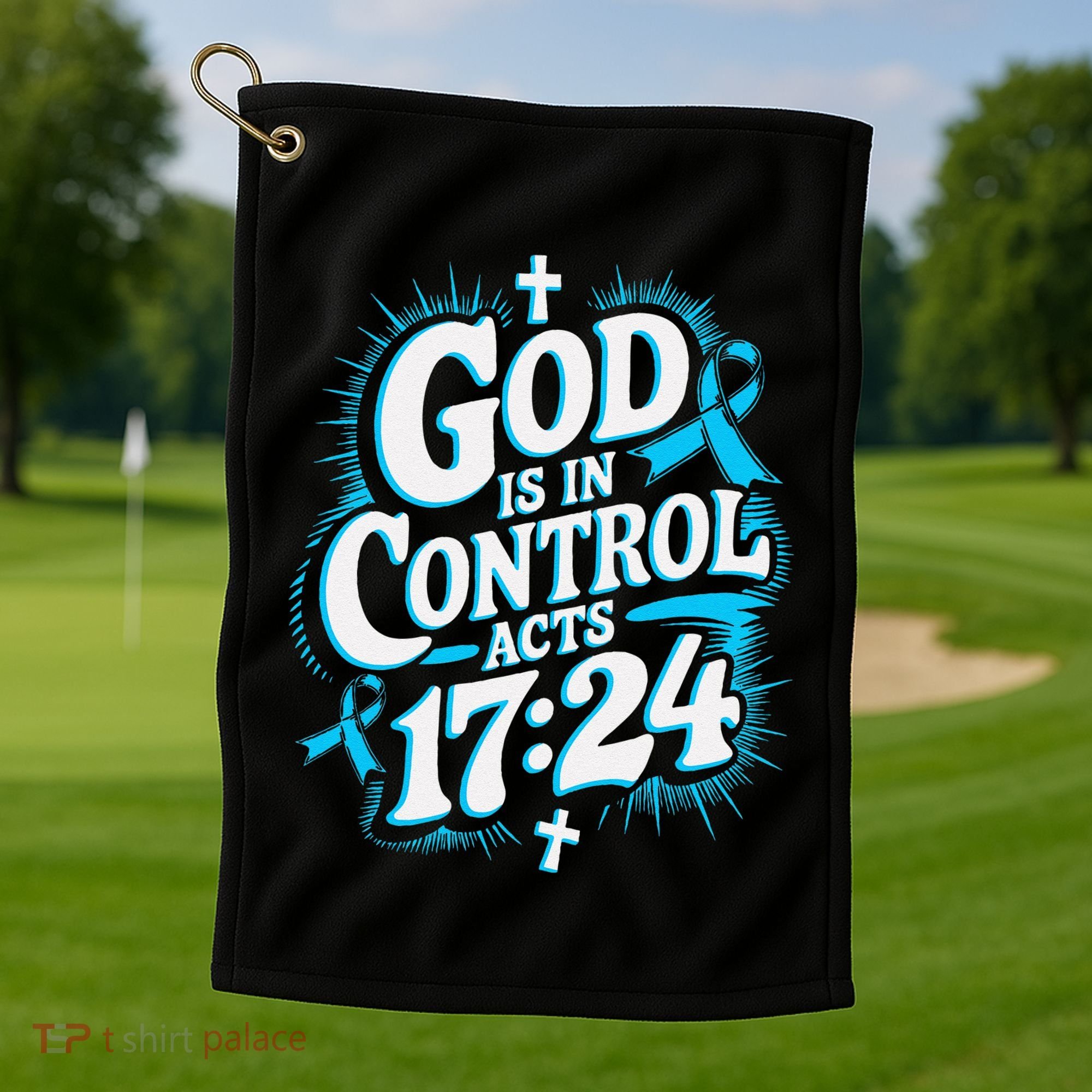 God Is In Control Survivor Prostate Cancer Awareness Golf Towel