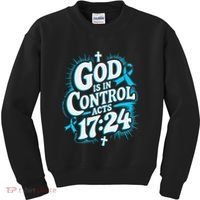 God Is In Control Survivor Prostate Cancer Awareness Kids Sweatshirt thumb 0