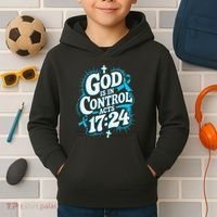 God Is In Control Survivor Prostate Cancer Awareness Kids Hoodie thumb 2