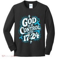 God Is In Control Survivor Prostate Cancer Awareness Kids Long Sleeve Shirt thumb 0