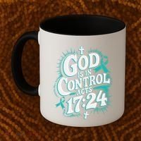 God Is In Control Survivor Ovarian Cancer Awareness Coffee Mug thumb 2