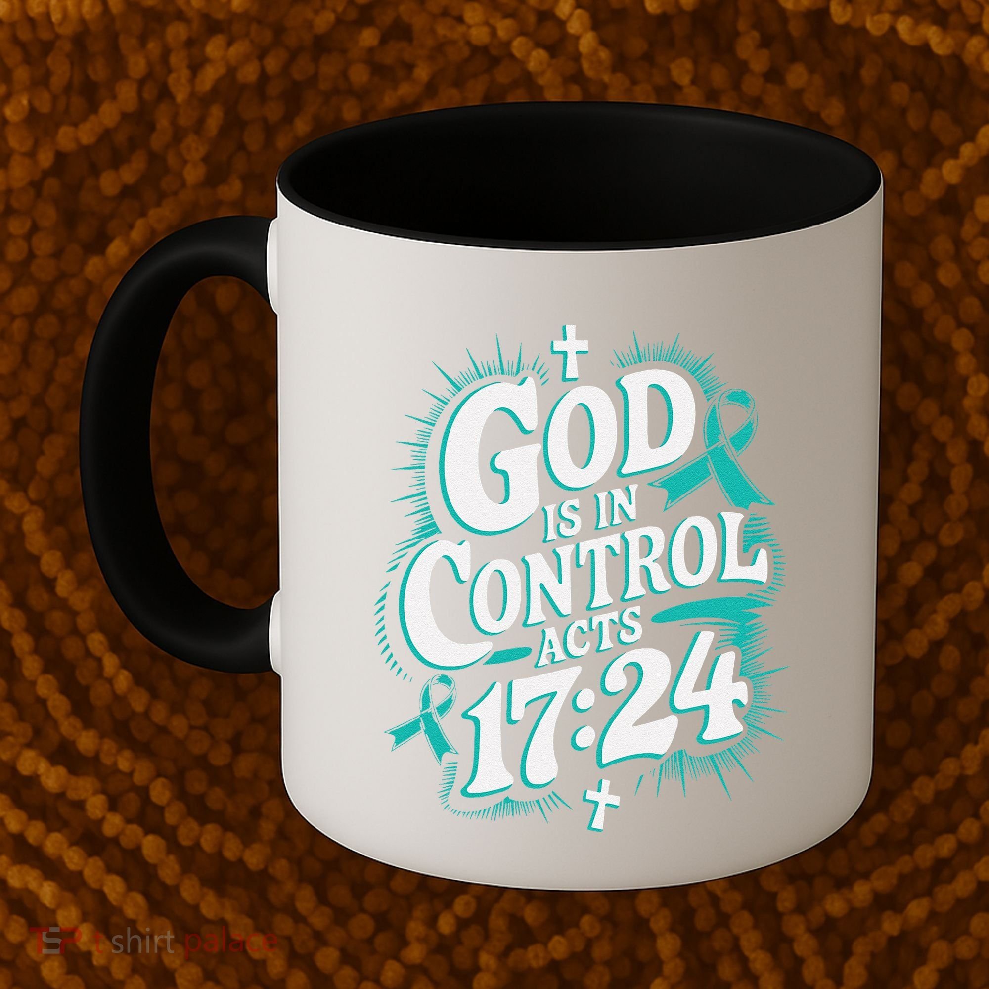 God Is In Control Survivor Ovarian Cancer Awareness Coffee Mug