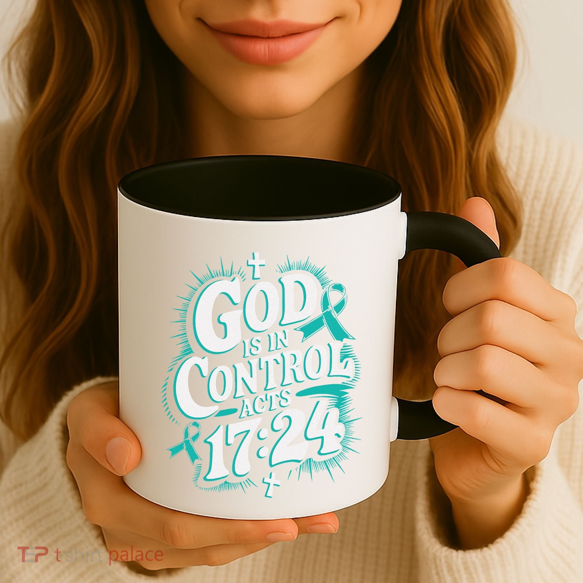 God Is In Control Survivor Ovarian Cancer Awareness Coffee Mug