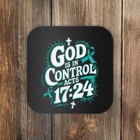 God Is In Control Survivor Ovarian Cancer Awareness Coaster thumb 0