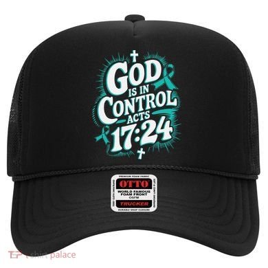 God Is In Control Survivor Ovarian Cancer Awareness Hat