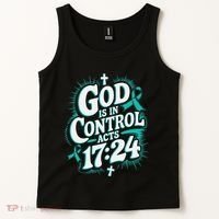 God Is In Control Survivor Ovarian Cancer Awareness Tank Top thumb 2