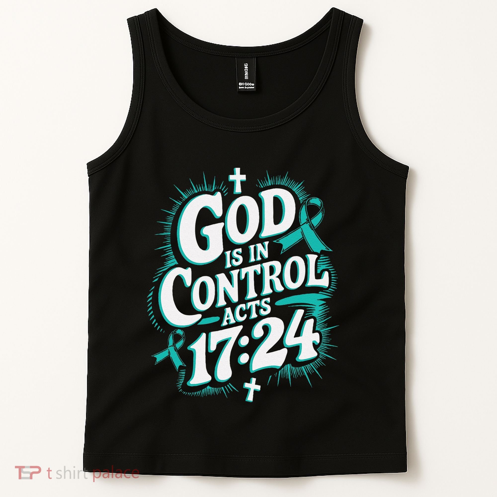 God Is In Control Survivor Ovarian Cancer Awareness Tank Top
