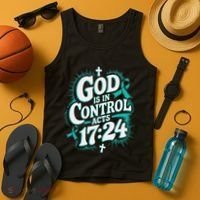 God Is In Control Survivor Ovarian Cancer Awareness Tank Top thumb 4