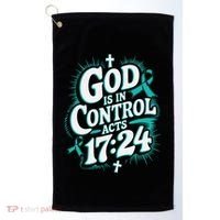 God Is In Control Survivor Ovarian Cancer Awareness Golf Towel thumb 0