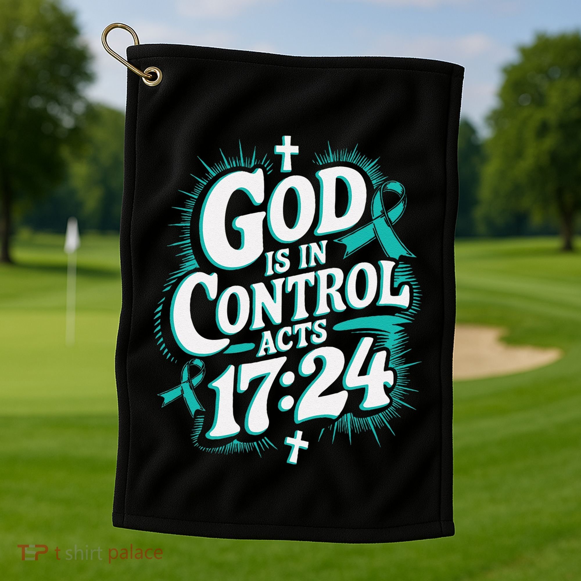 God Is In Control Survivor Ovarian Cancer Awareness Golf Towel