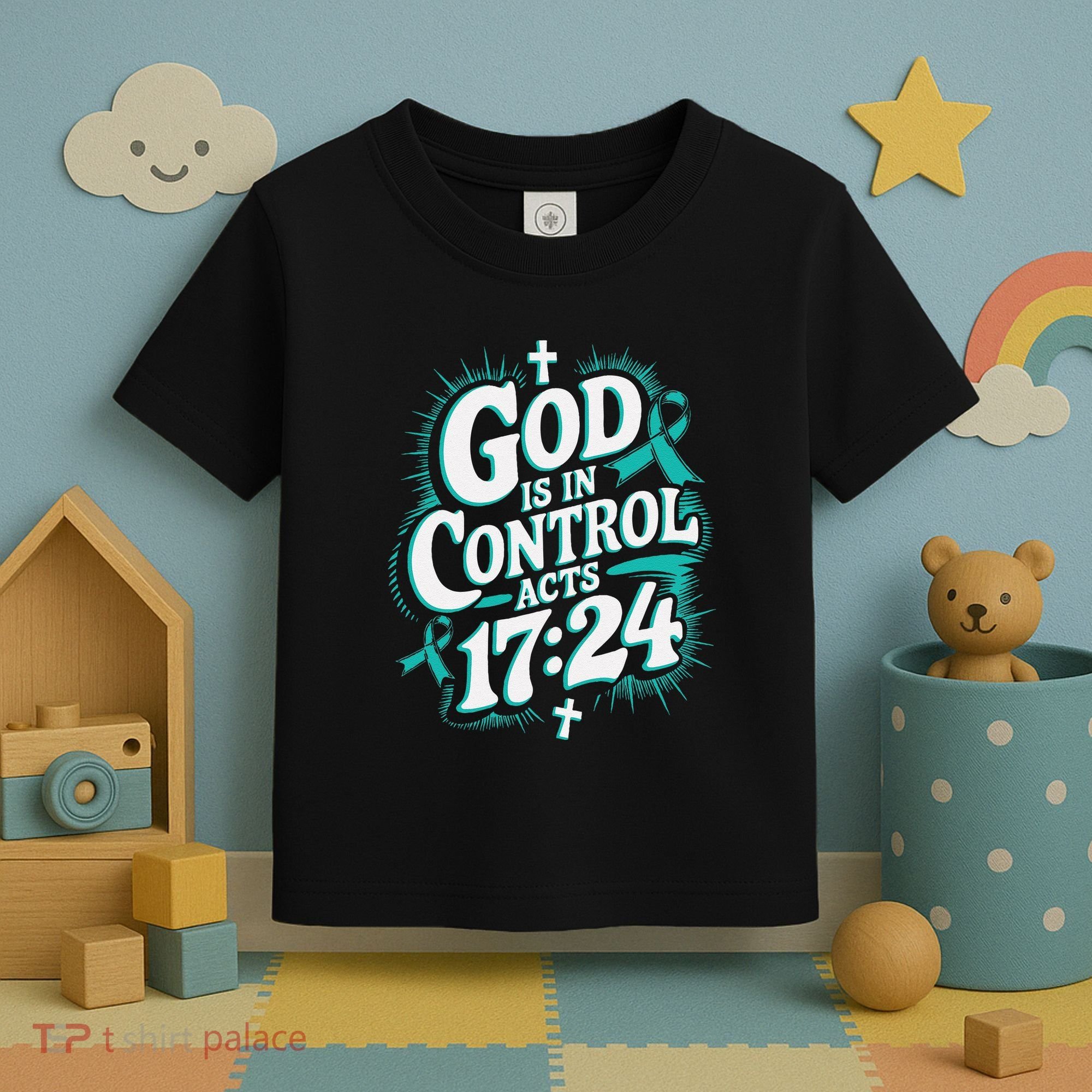God Is In Control Survivor Ovarian Cancer Awareness Toddler T-Shirt