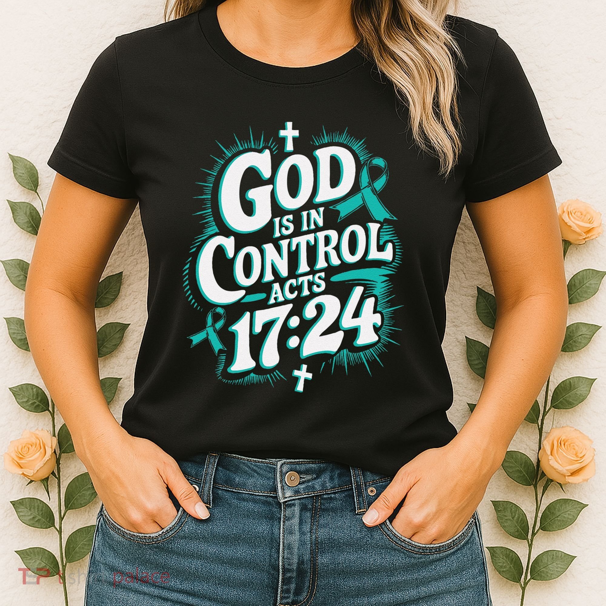 God Is In Control Survivor Ovarian Cancer Awareness Women's T-Shirt