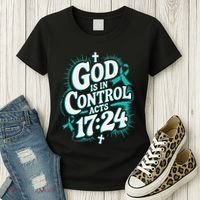 God Is In Control Survivor Ovarian Cancer Awareness Women's T-Shirt thumb 3