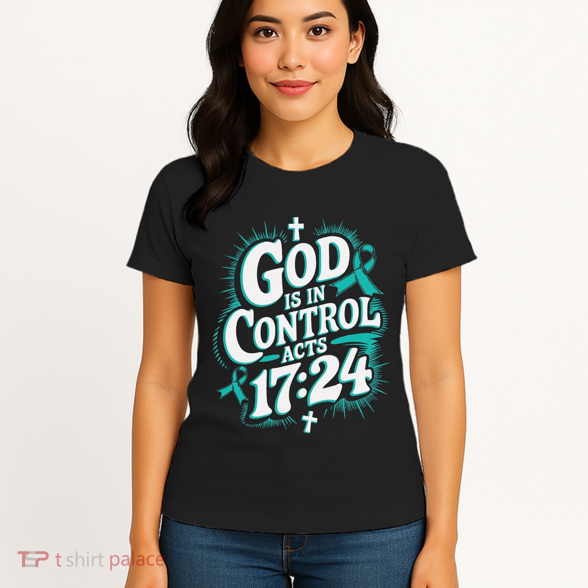 God Is In Control Survivor Ovarian Cancer Awareness Women's T-Shirt