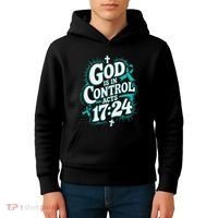 God Is In Control Survivor Ovarian Cancer Awareness Kids Hoodie thumb 4