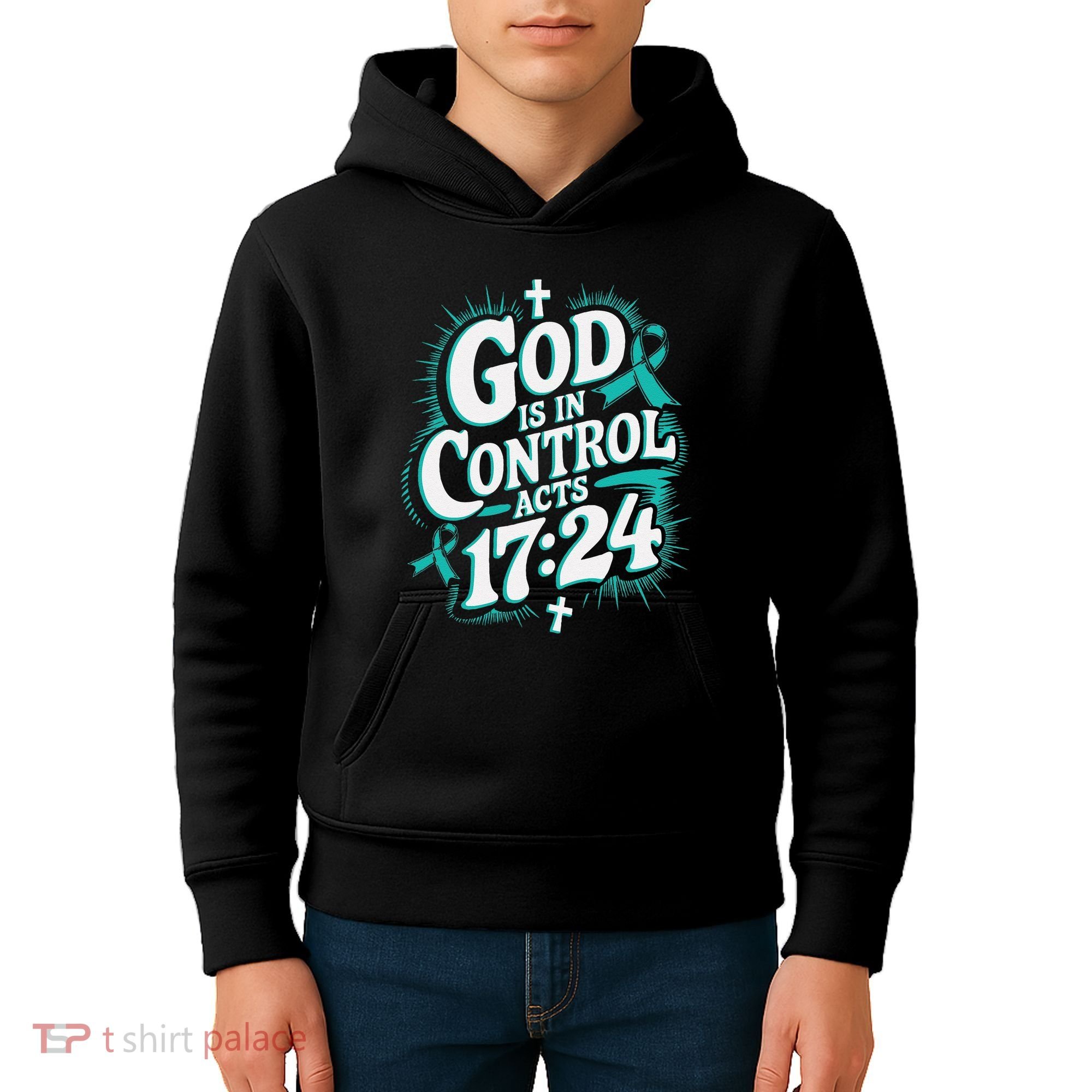 God Is In Control Survivor Ovarian Cancer Awareness Kids Hoodie