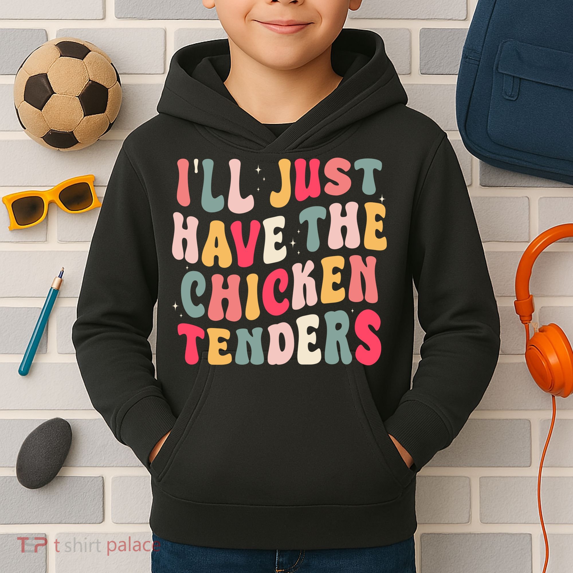 Groovy ILl Just Have The Chicken Tenders Kids Hoodie