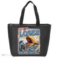 Get In Loser We're Doing God's Will Funny Christian Tote Bag thumb 0