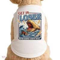 Get In Loser We're Doing God's Will Funny Christian Doggie Tank thumb 0