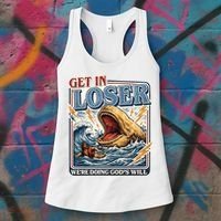 Get In Loser We're Doing God's Will Funny Christian Women's Tank Top thumb 3