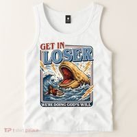 Get In Loser We're Doing God's Will Funny Christian Tank Top thumb 2