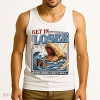 Get In Loser We're Doing God's Will Funny Christian Tank Top thumb 3