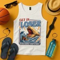 Get In Loser We're Doing God's Will Funny Christian Tank Top thumb 4