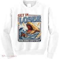 Get In Loser We're Doing God's Will Funny Christian Kids Sweatshirt thumb 0