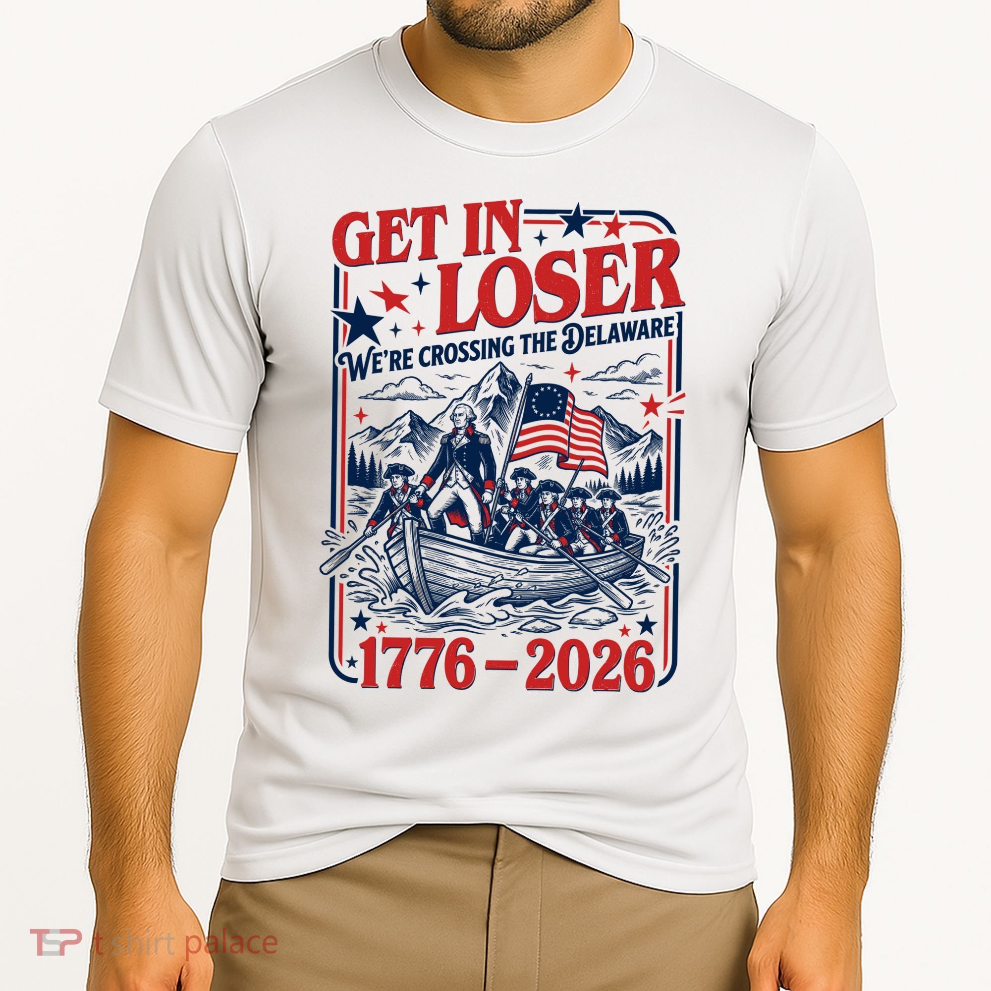 Get In Loser 1776-2026 We're Crossing The Delaware Cooling Performance Crew T-Shirt