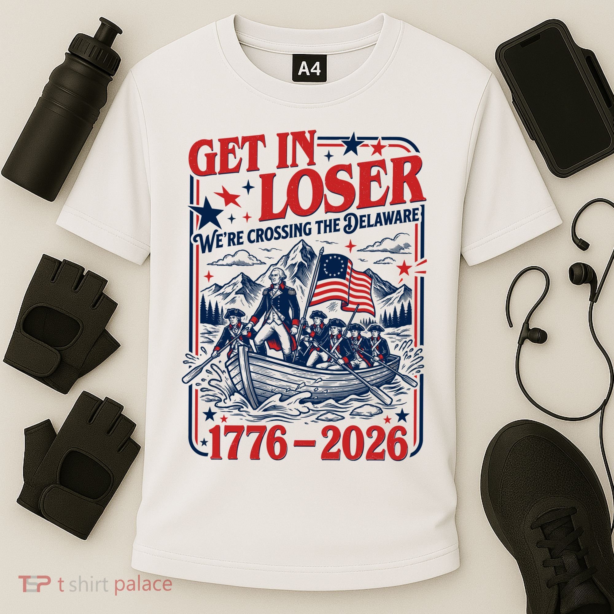 Get In Loser 1776-2026 We're Crossing The Delaware Cooling Performance Crew T-Shirt