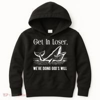 Get In Loser We're Doing God's Will Funny Christian Bible Kids Hoodie thumb 0