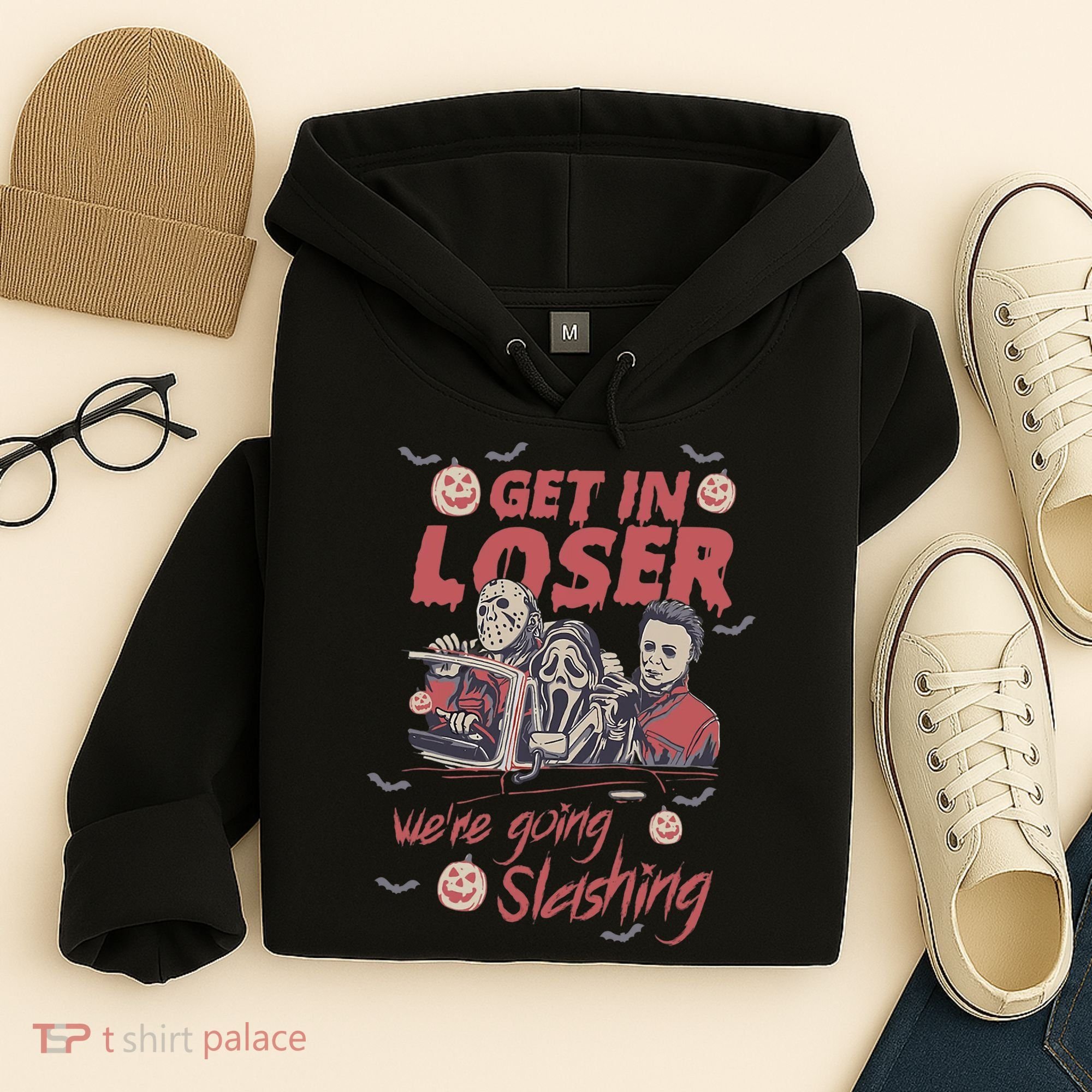 Get In Loser WeRe Going Slashing Horror Character Halloween Hoodie