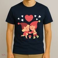 Gnomes In Love Holding Onto A Heart Balloon Happy Valentines Day T-Shirt thumb 3