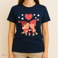 Gnomes In Love Holding Onto A Heart Balloon Happy Valentines Day T-Shirt thumb 4