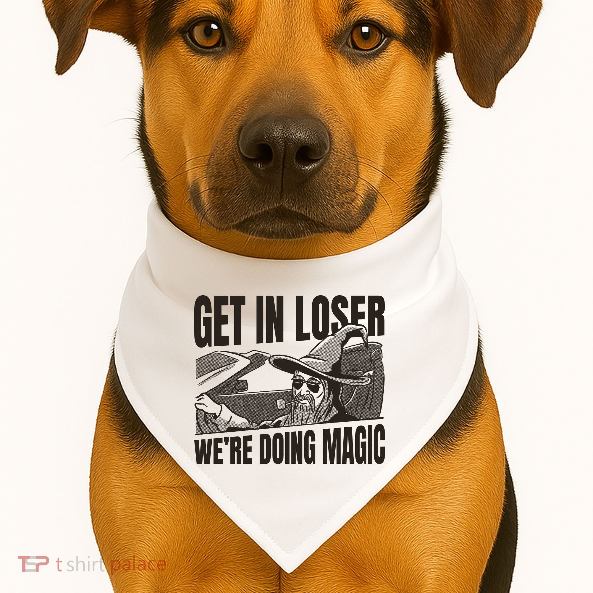Get In Loser We're Doing Magic Wizard Parody Retro USA-Made Doggie Bandana