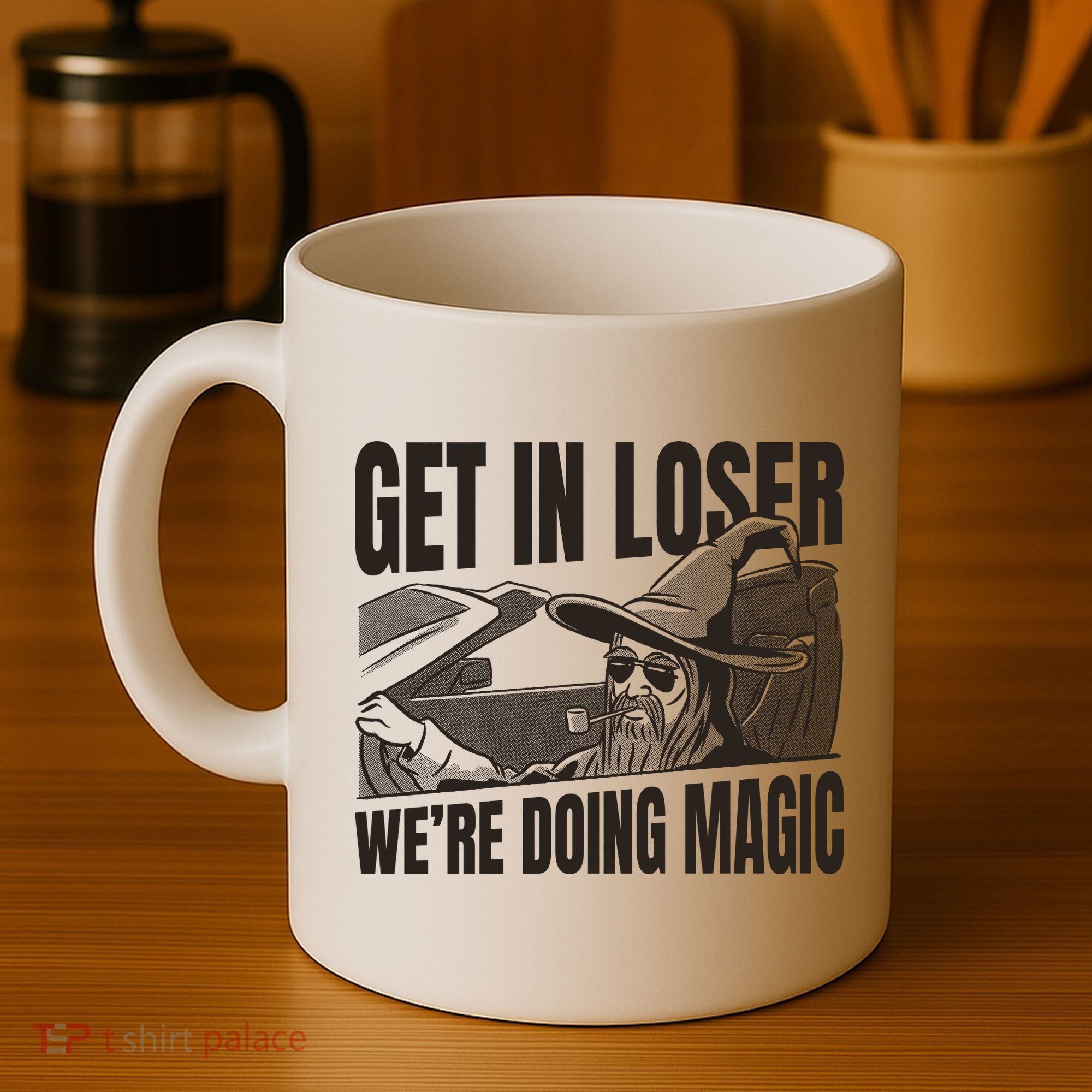 Get In Loser We're Doing Magic Wizard Parody Retro Coffee Mug